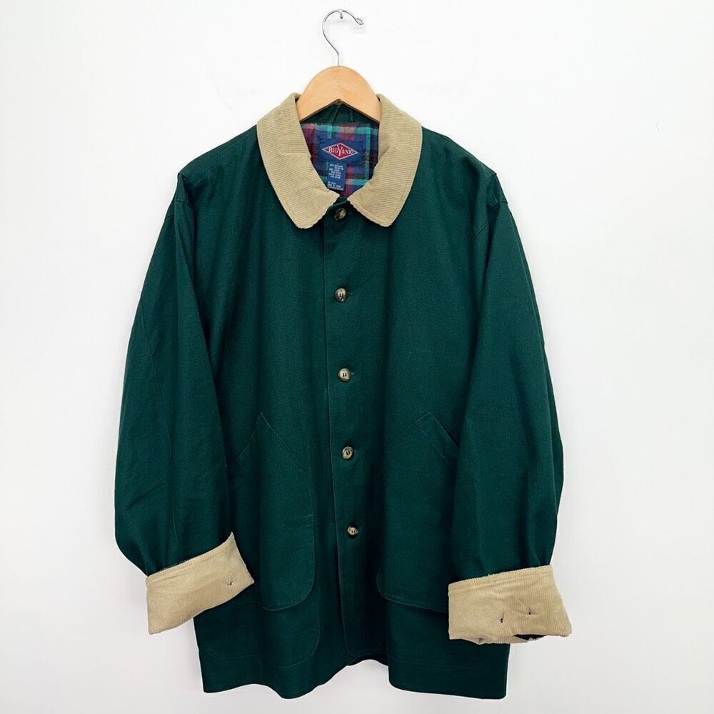 Big Yank Unisex Vintage Emerald Green Corduroy Collar Cuffs Barn Chore Jacket